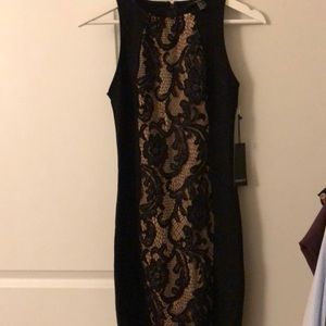 Black Lace Panel Dress